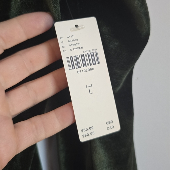 Anthropologie, New Hunter Green Velvet Lace-up Open Back Shirt Top Size Large - Picture 10 of 13